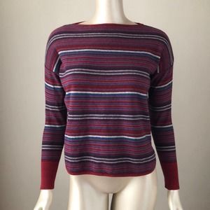 Vintage 90s Chaps Lightweight Striped 100% Cotton Sweater - S